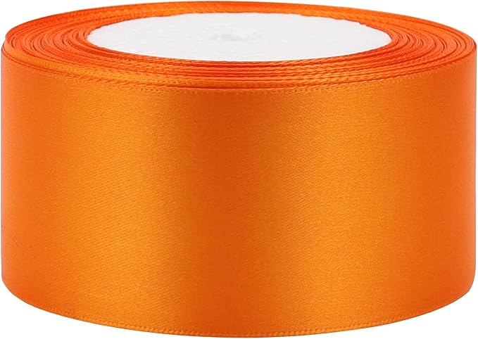 Orange Solid Satin Ribbon 2 Inch 25 Yards Solid Polyester Fabric Ribbon - Image 6