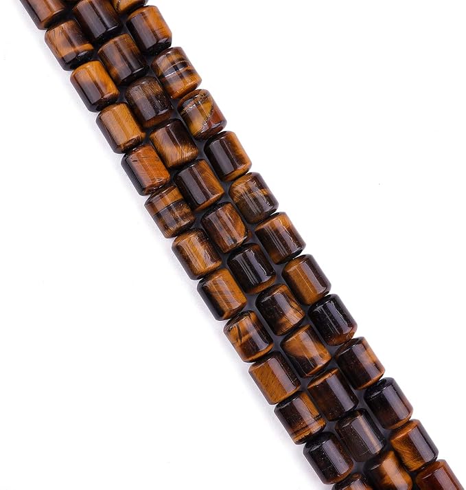 Natural Yellow Tiger Eye Cylinder Stone Loose Semi Gemstone Beads - Image 3