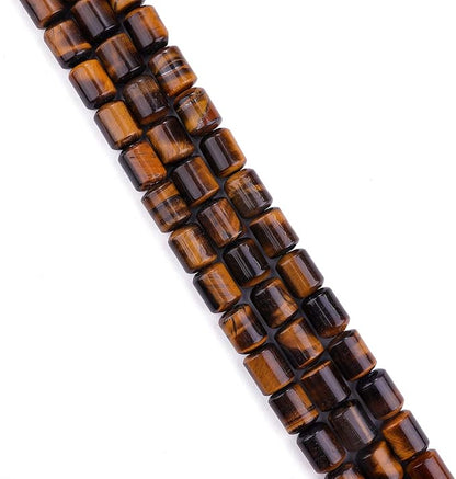 Natural Yellow Tiger Eye Cylinder Stone Loose Semi Gemstone Beads - Image 3