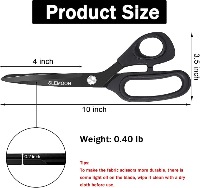 10" Scissors All Purpose, Heavy Duty Premium Stainless Steel Tailor Scissors - Image 7