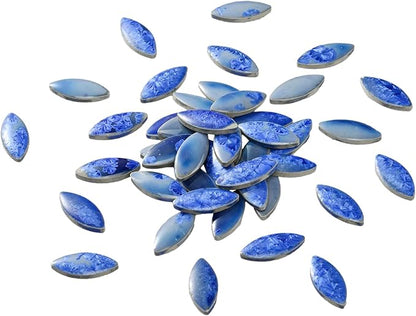 Blue Petal Ceramic Tiles Mosaic Tiles, Bulk Ceramic Mosaic Pieces Stepping by SMANTA