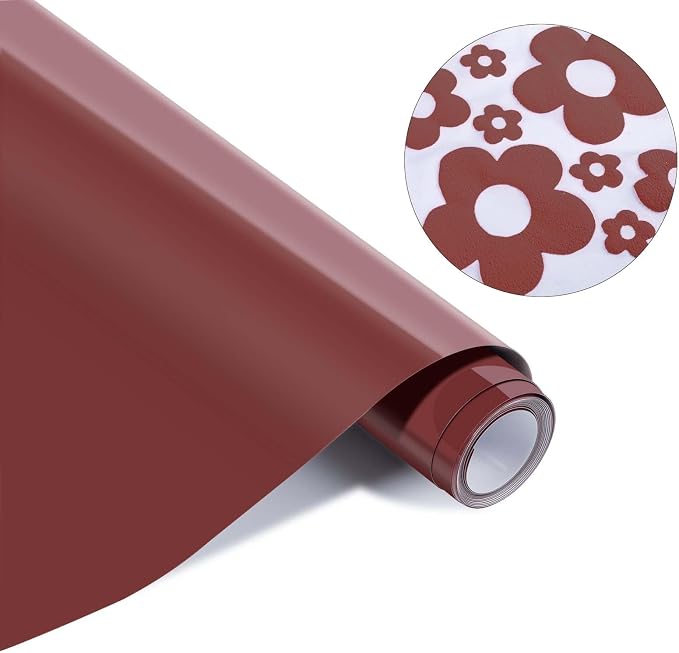 HTVRONT Puff Vinyl Heat Transfer -10" x 6ft Reddish Brown 3D Puff Heat Transfer by HTVRONT