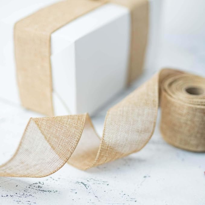 Burlap Ribbon Wired, Farmhouse Rustic Ribbon - Image 4