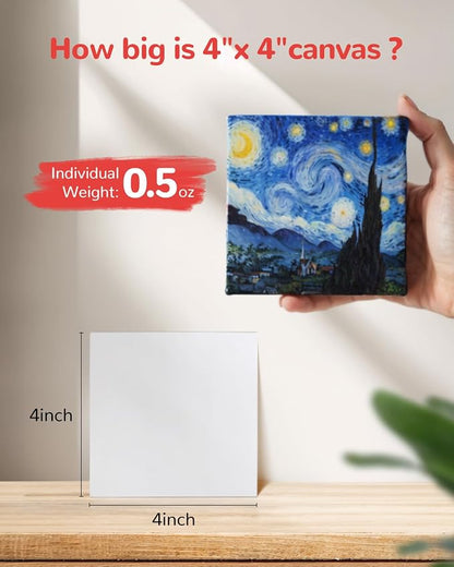 Mini Canvas Boards for Painting 60 Pack, 4x4 Inch Canvas Panels, 100% Cotton - Image 2