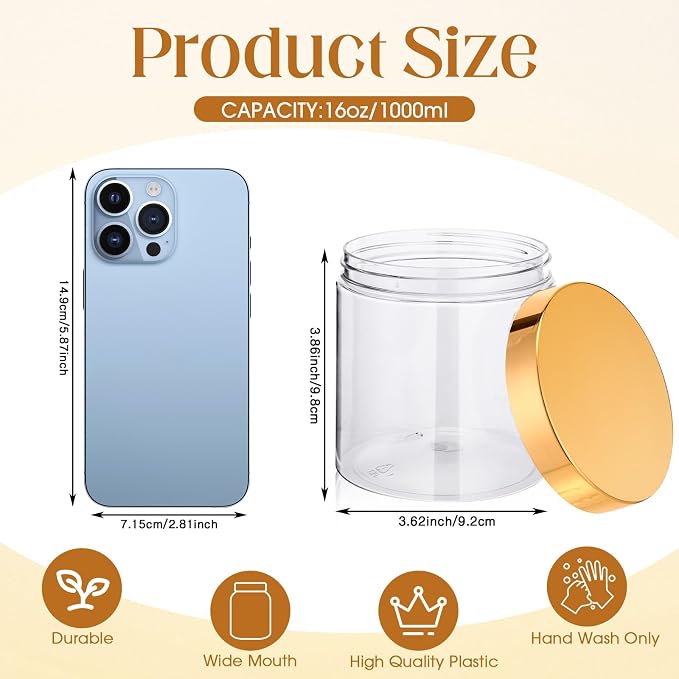 SATINIOR 12 Pack 16 oz Plastic Container Jars - Image 2