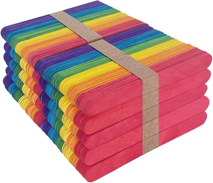 Colored Jumbo Wooden Craft Sticks, 6 Inch, 500 Pieces, 3/4 Inch Wide - Image 2