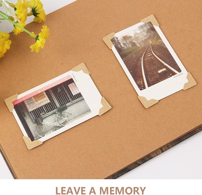 GOONAVI 15 Sheets 360 Pcs Cowhide Acid-Free Photo Corners Mounting Self Adhesive - Image 5