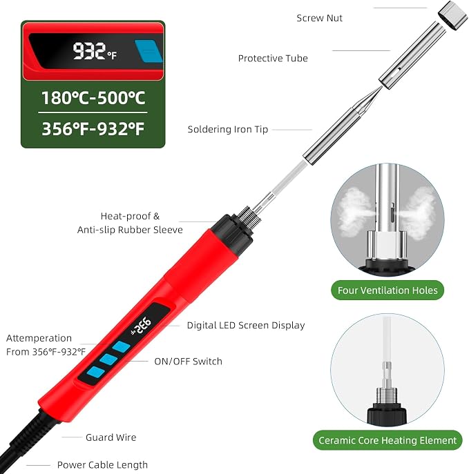 Soldering Iron Kit, 190W Soldering Gun, 110V LED Solder Kit - Image 2