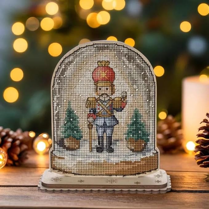 Wizardi Christmas Soldier Cross-Stitch kit on Wood FLW-048 Wonderland Crafts by Wizardi