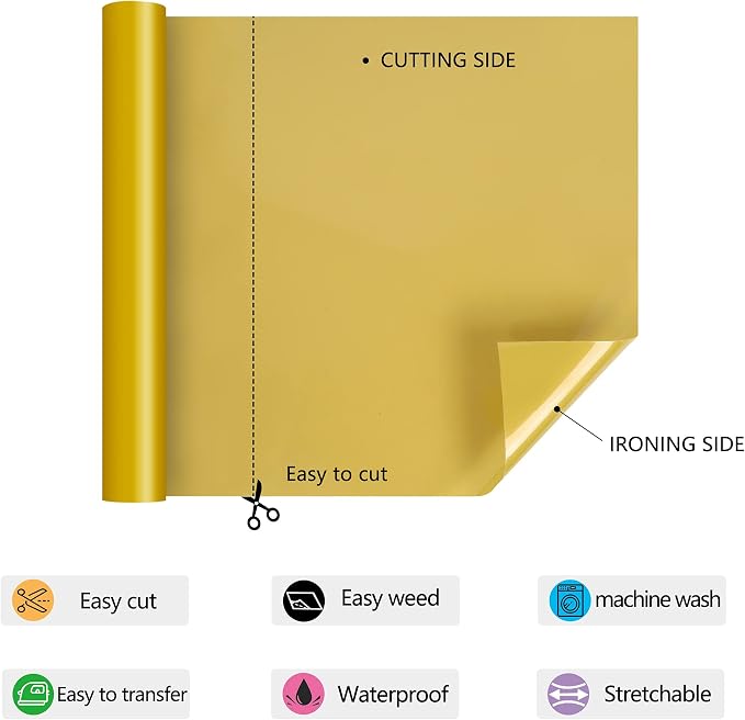 RENLITONG Gold HTV Iron on Vinyl 12Inch by 50ft Roll - Image 4