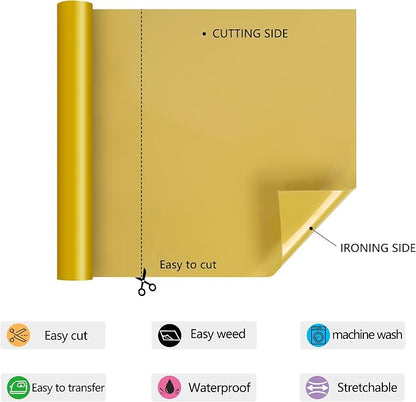 RENLITONG Gold HTV Iron on Vinyl 12Inch by 50ft Roll - Image 4