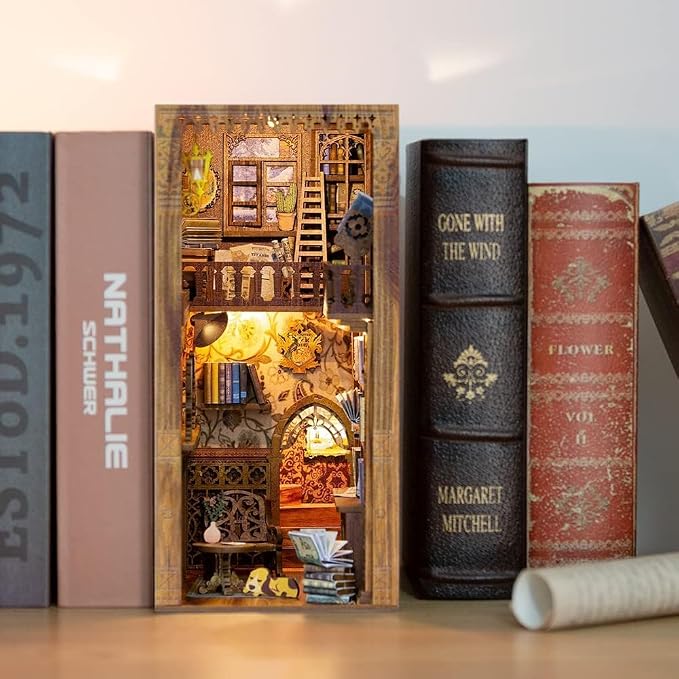 Fsolis Book Nook Kit DIY Miniature House Kit, 3D Wooden Puzzles - Image 2