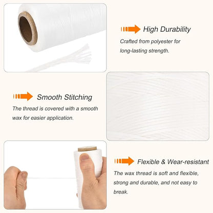 MECCANIXITY Waxed Thread, 284 Yard 0.8mm 150D Flat Wax Thread Polyester Waxed - Image 3