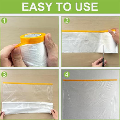 Pre-Taped Masking Film-43inx65ft Tape and Drape Painters Plastic Rolls - Image 7