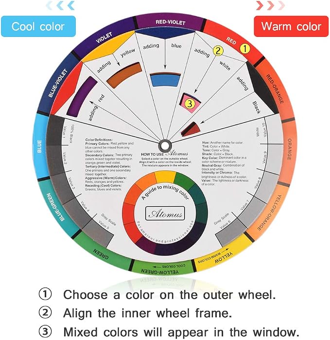 Pocket Color Wheel, Paint Mixing Learning Guide Art Class Teaching Tool - Image 2