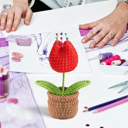 Tulip Pin Cushion, Handmade Knitted Pincushions, Cute Pin Cushions Needle - Image 5