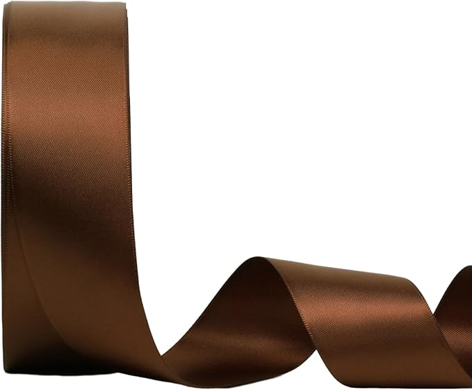 LaRibbons 1 1/2 Inch 50 Yard Double Faced Satin Ribbon, Friar Brown Satin Craft by LaRibbons