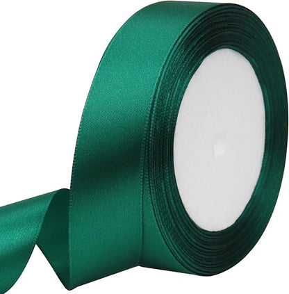 Dark green Solid Satin Ribbon 1 Inch 25 Yards Solid Polyester Fabric Ribbon by Riunbb