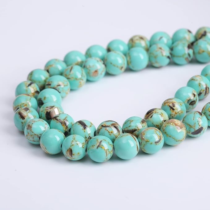 6mm 63pcs Turquoise Beads with Mother of Pearl Blue Howlite Shell Turquoises - Image 3