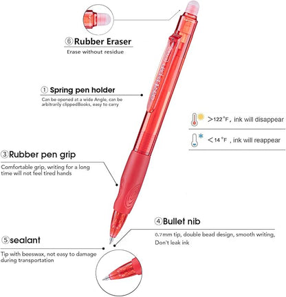 Aozora Erasable Pens Click Fine Point 0.7 mm Retractable Erasable Gel Pens - Image 2