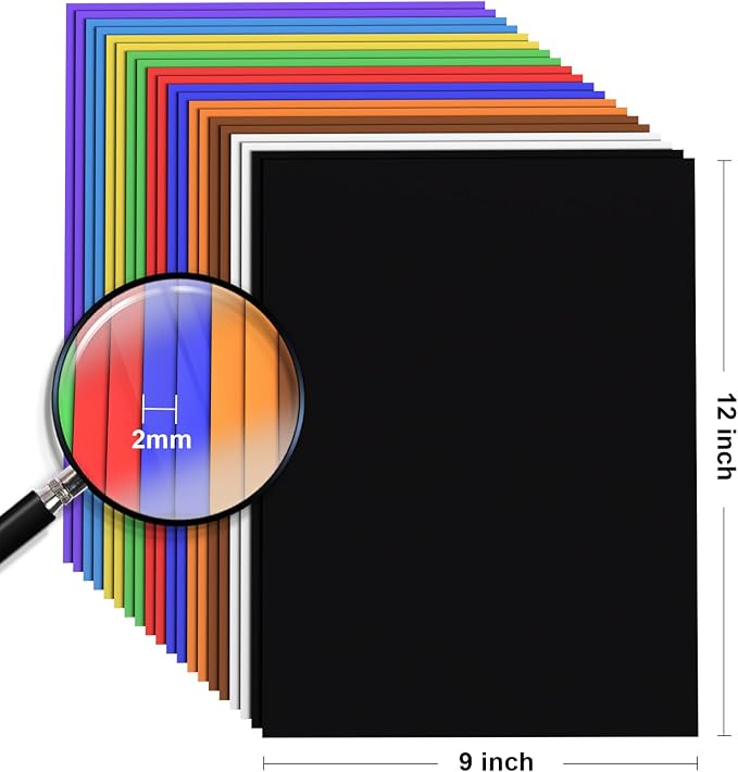 MEARCOOH 20-Pack Self Adhesive Foam Sheets, 10 Colors 2mm Sticky Eva Foam Paper - Image 2