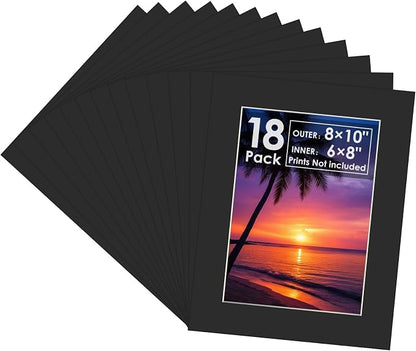 18 Pack Picture Mats, 8x10 for 6x8 Picture Frame Mats, Acid Free Core Bevel Cut by Unknown