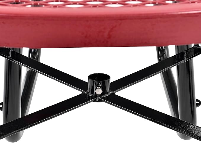 Global Industrial 46" Round Picnic Table, Expanded Metal, Attached Benches - Image 6
