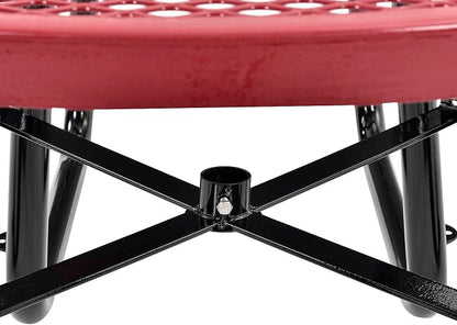 Global Industrial 46" Round Picnic Table, Expanded Metal, Attached Benches - Image 6