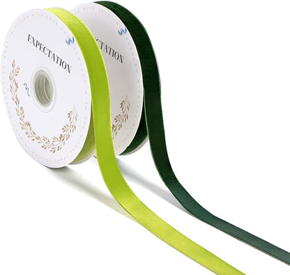 Green Velvet Ribbon 5/8'' 2 Rolls Total 30 Yards, Use by Unknown