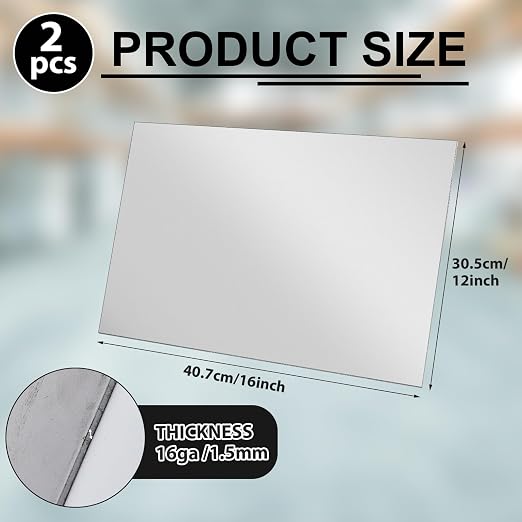 2 Pcs 16 x 12 Inch Mild Steel Sheet Cold Rolled 16 Gauge Metal Plate Weldable - Image 2