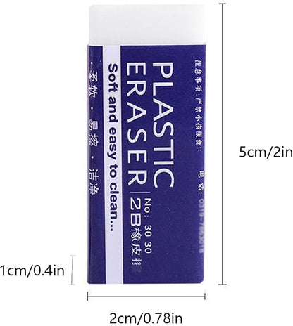 Dreamm White Rectangular Rubber Pencil Erasers 12 Pack - Image 2