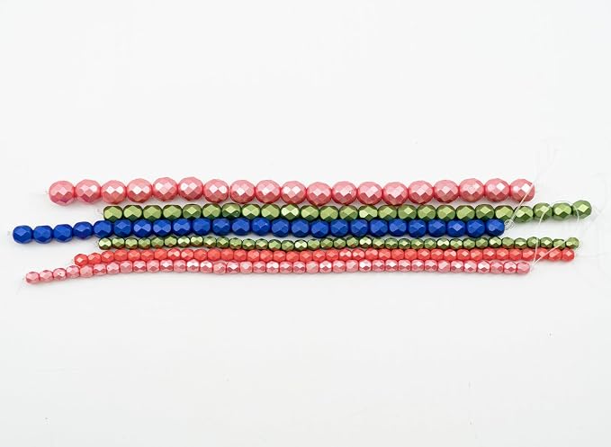170 pcs Set of Czech Faceted Round Glass Beads, 6X Stranded Fire-Polished Beads - Image 5