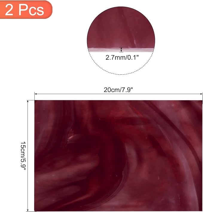 MECCANIXITY 2 Pcs Stained Glass Sheet Mosaic Tile 7.9 Inch x 5.9 Inch Dark Red - Image 2