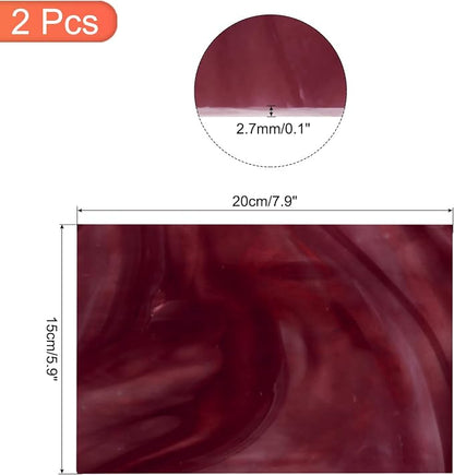 MECCANIXITY 2 Pcs Stained Glass Sheet Mosaic Tile 7.9 Inch x 5.9 Inch Dark Red - Image 2
