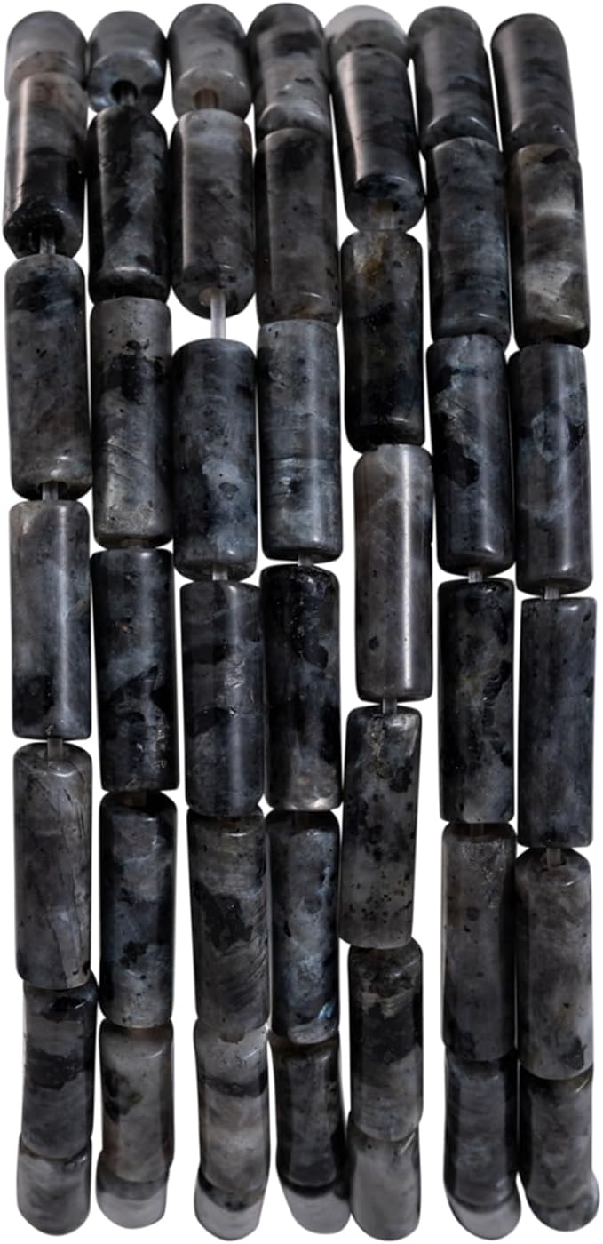 Natural Black Spectrolite Cylinder Tube Beads 4x13mm 38cm/str Loose Semi by nusgnirps