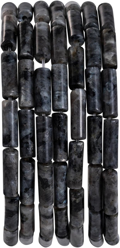 Natural Black Spectrolite Cylinder Tube Beads 4x13mm 38cm/str Loose Semi by nusgnirps