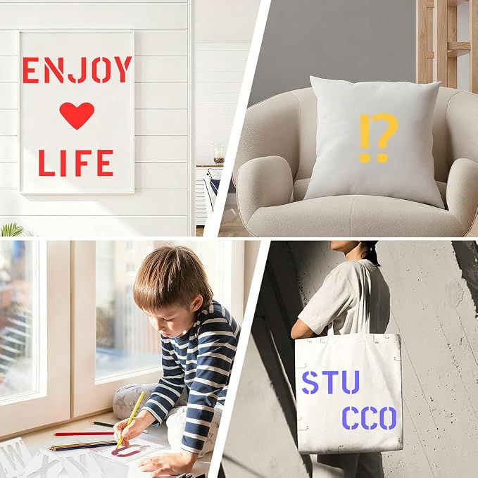 4 Inch 42 Pcs Reusable Letter Number Symbol Stencils, Plastic Painting Templates - Image 5