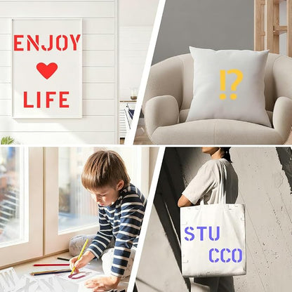 4 Inch 42 Pcs Reusable Letter Number Symbol Stencils, Plastic Painting Templates - Image 5
