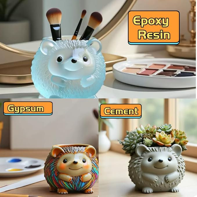 Animal Resin Molds Silicone 3D Cute Hedgehog Epoxy Resin Plaster Candle Holder - Image 5
