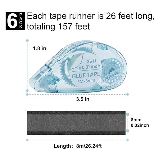 Double Sided Tape for Crafts, 26 Ft x 0.31 in Scrapbook Tape, Tape Runner for - Image 2