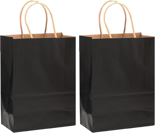 qiqee 60 pcs Kraft Bags with Handles 7.6"x4.75"x10.5" Medium Gift Paper Bag by Qiqee