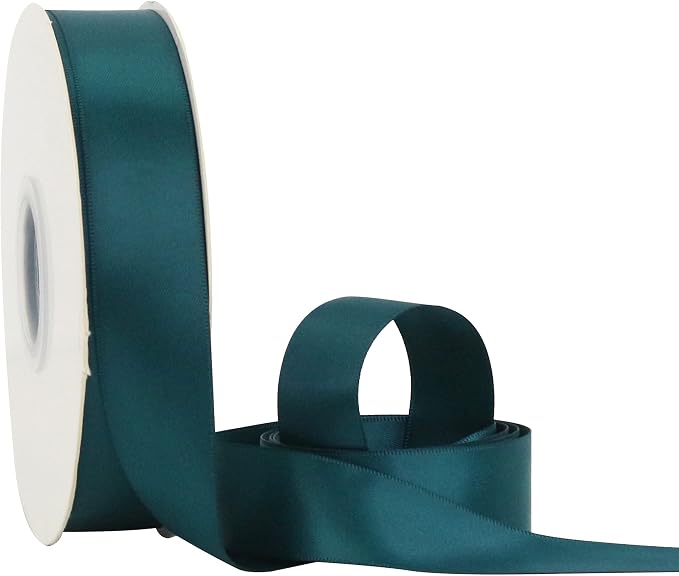 HUIHUANG Teal Green Ribbon 1 inch x 50 Yards Double-Faced Satin Silk Ribbon - Image 6