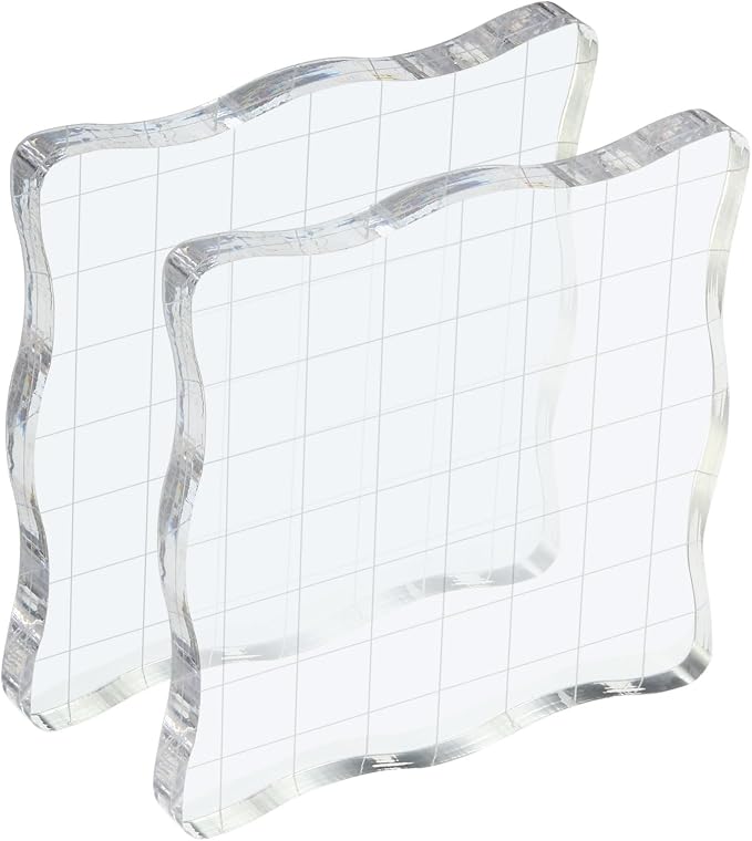 PATIKIL 3" x 3" Acrylic Stamp Block, 2 Pack Clear Stamping Block by PATIKIL