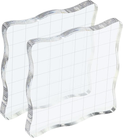 PATIKIL 3" x 3" Acrylic Stamp Block, 2 Pack Clear Stamping Block by PATIKIL