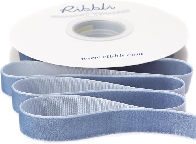 Ribbli Dusty Blue Velvet Ribbon 5/8 Inches Continuous10 Yard Spool Blue by Ribbli