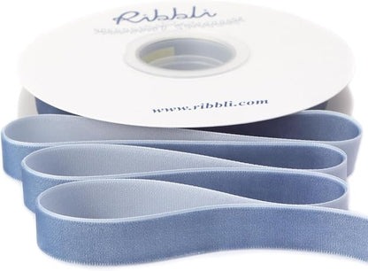 Ribbli Dusty Blue Velvet Ribbon 5/8 Inches Continuous10 Yard Spool Blue by Ribbli