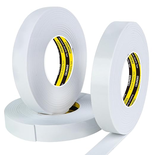 3Pack 1inX16.4FT Double Sided Foam Strip, EVA Foam Tape, Double Sided Sponge by COUMENOAdhesivetape