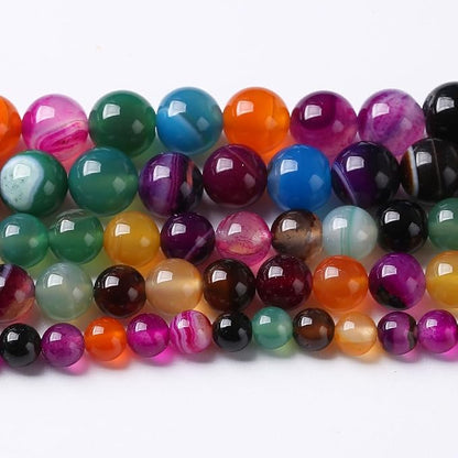 45pcs 8mm Natural Multicolor Stripe Agate Beads by NaturalStoneBeads