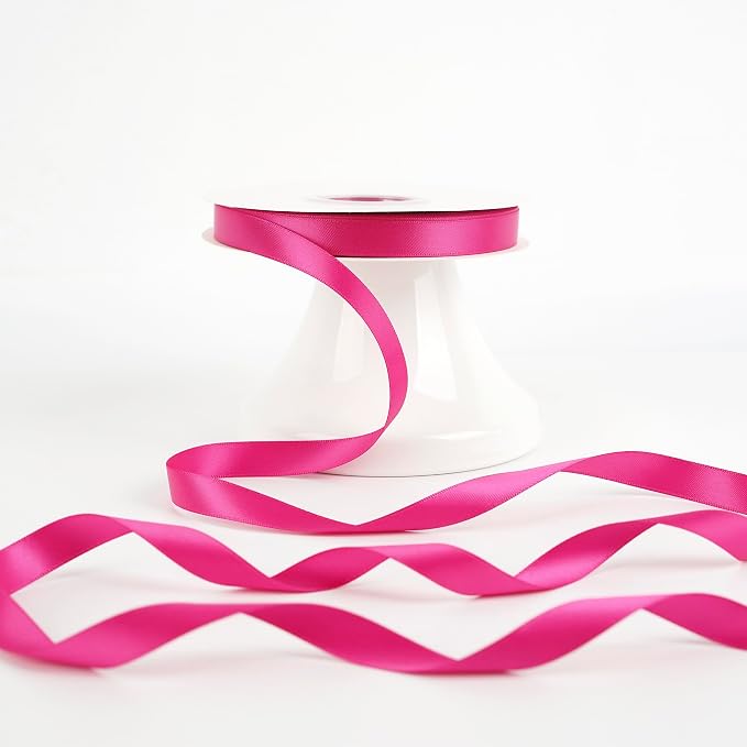 HUIHUANG Hot Pink Satin Ribbon 1/2 inch X 50 Yards Continuous Fuchsia - Image 6