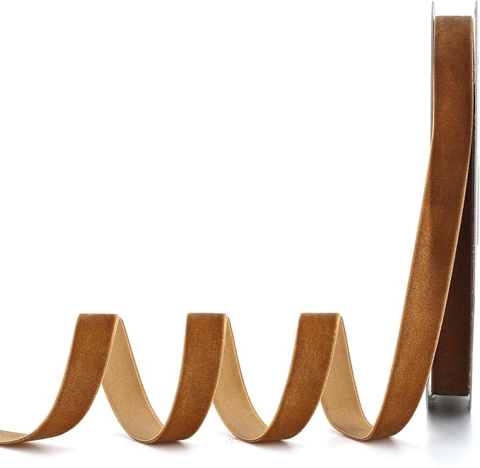 Brown Velvet Ribbon, 5/8" W x 20Yd Single Face, Hair Bows, Handmade Craft and by Lemon+Park